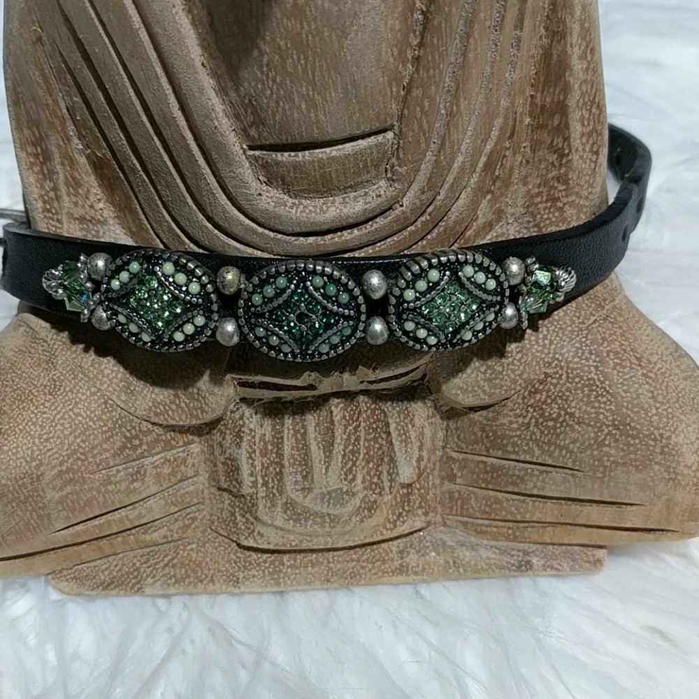 Leather And Crystal Bracelet